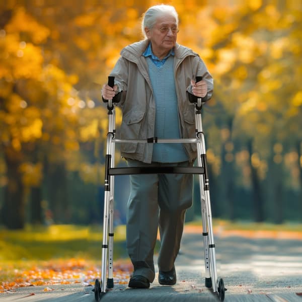 Foldbar rollator 2-i-1 med armlænspuder, 5" solide hjul, højdejusterbar, letvægtsdesign