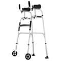Miniatyrbillede 9 af 9: Foldbar rollator 2-i-1 med armlænspuder, 5" solide hjul, højdejusterbar, letvægtsdesign