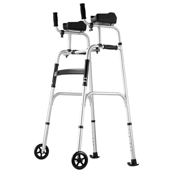 Foldbar rollator 2-i-1 med armlænspuder, 5" solide hjul, højdejusterbar, letvægtsdesign