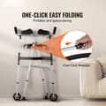 Miniatyrbillede 2 af 9: Foldbar rollator 2-i-1 med armlænspuder, 5" solide hjul, højdejusterbar, letvægtsdesign