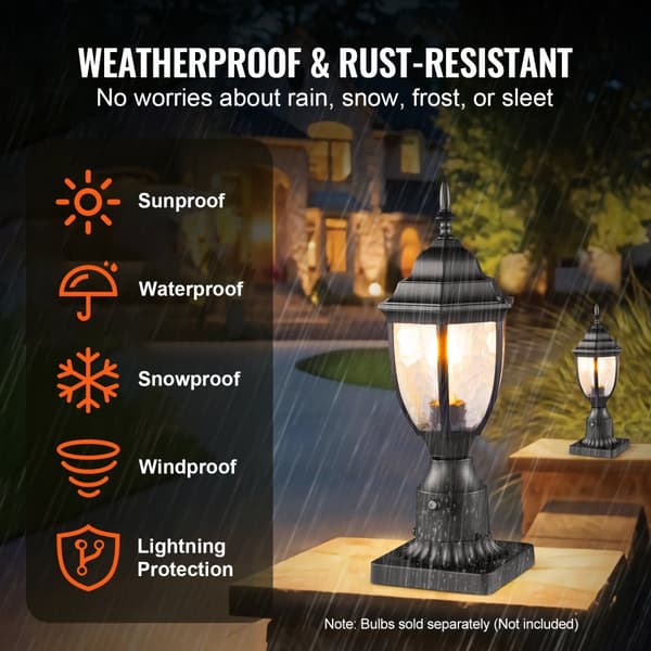 Skymning till gryning utomhus lampstolpe 2-pack, 390 mm, Pier Mount, energieffektiv belysning
