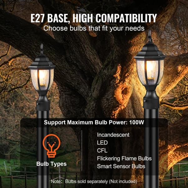 Skymning till gryning utomhus lampstolpe 2-pack, 390 mm, Pier Mount, energieffektiv belysning