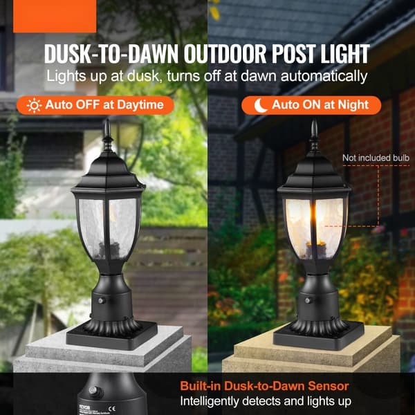 Skymning till gryning utomhus lampstolpe 2-pack, 390 mm, Pier Mount, energieffektiv belysning