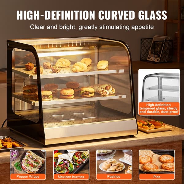 2-lags kommerciel madvarmer, display bordplade pizzaskab med tang, effektiv opbevaring, holdbare materialer
