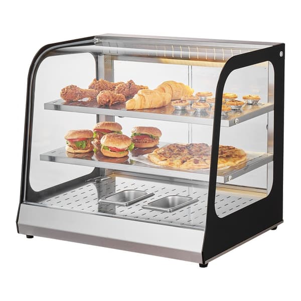 2-lags kommerciel madvarmer, display bordplade pizzaskab med tang, effektiv opbevaring, holdbare materialer