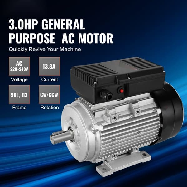 2,2KW Elmotor 2800RPM AC 220~240V 13,8A 1-faset 24mm nøgleaksel, høj effektivitet, lavt strømforbrug