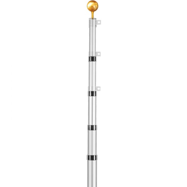 Teleskopisk flaggstång 20FT, aluminium, tung-duty, silver, väderbeständig, justerbar höjd