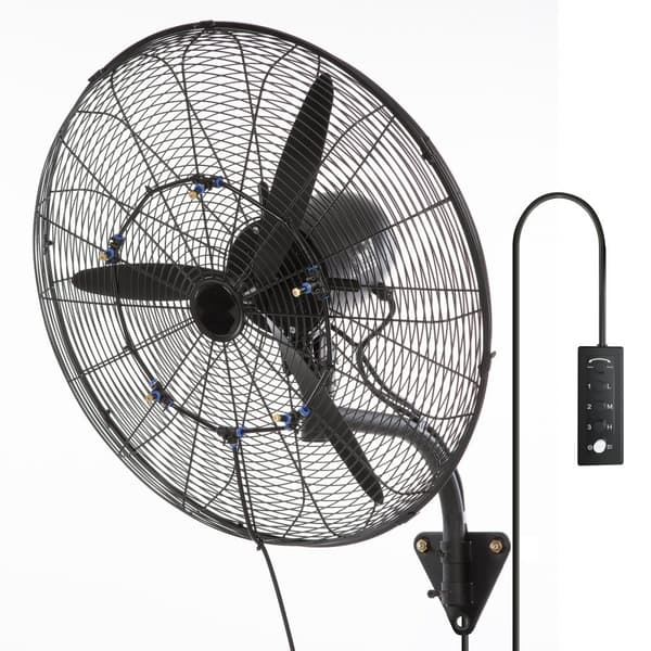 Oscillerande väggdimfläkt 24", metall, 3 hastigheter, 115W, energieffektiv och tyst drift