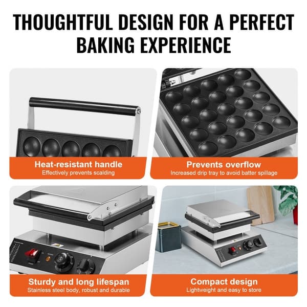 25 STK 43 mm Mini Holländsk Pannkaksmakare, Kommersiell Dorayaki Bakmaskin, 1700W Kraft