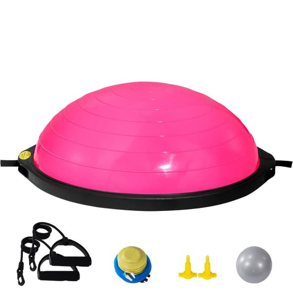 26" Halv träningboll för yoga, balans och stabilitet, med motståndsband