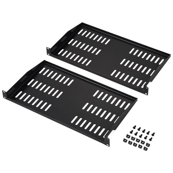 2 STK 1U Server Rack Hylde, 10"/254 mm Dybde, Udluftet Rack Mount Hyldebakker, Robust Design, Nem Installation
