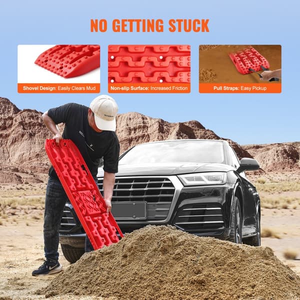 Dragbräda 2-pack, PP-material för mud, snö och sand, lång design, röd färg