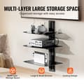 Miniatyrbillede 4 af 9: Glas flydende hylder 3-lags, holder op til 18 lbs, TV-vægbeslag med hylde, elegant design, nem installation