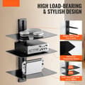 Miniatyrbillede 2 af 9: Glas flydende hylder 3-lags, holder op til 18 lbs, TV-vægbeslag med hylde, elegant design, nem installation