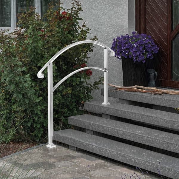 3-portaiset kaiteet ulkoportaisiin, mattavalkoiset takorautakaiteet asennussarjalla, kestävä käsijohde, helppo asennus