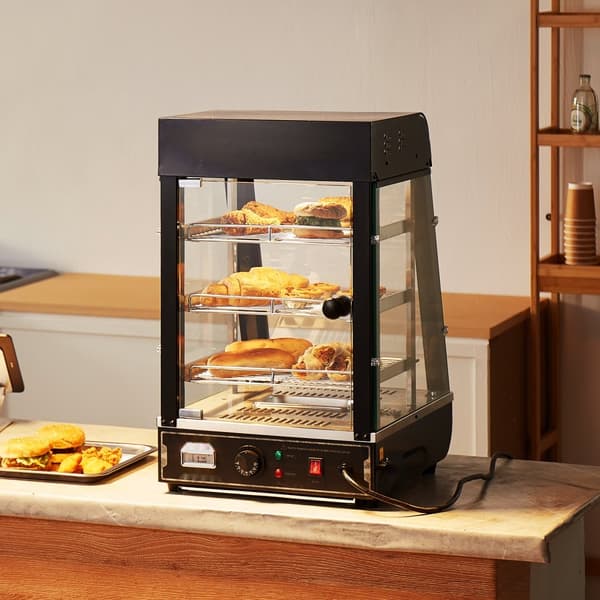 Kommerciel Pizzaskab 3-lags Display Bordplade med Lys, Madvarmer til Restauranter, Energibesparende Design