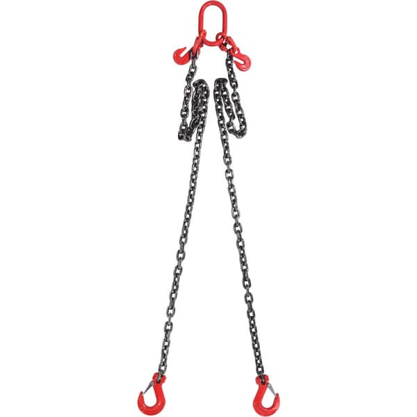 Kedjesling 3/8" x 6" 2 ben G80 lyftkedja med gripkrokar, 11000 lbs, hög hållfasthet