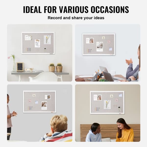 30"x20" Valkoinen Korkkitaulu Pellavapinnalla - Seinään Kiinnitettävä Ilmoitustaulu, Moderni Sisustusratkaisu