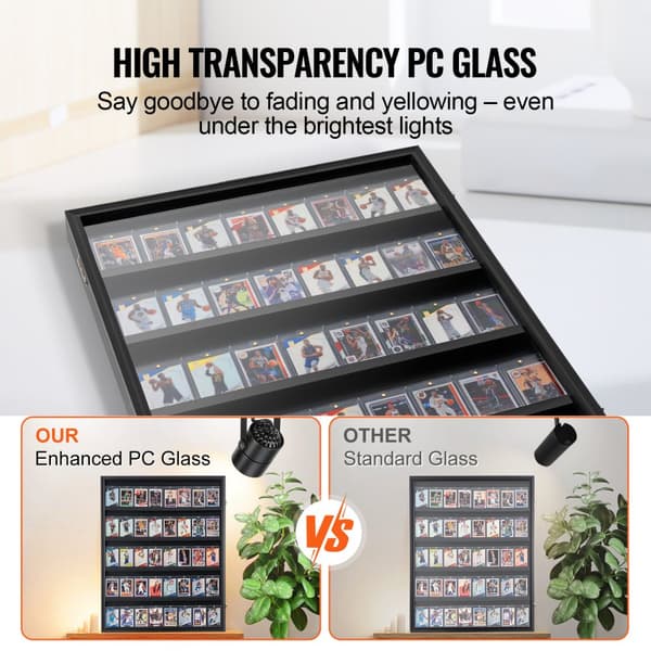 35 Graded Sports Card Display Case, 24,3x30,5x2,1 tommer, baseballkort displayramme, 98 % UV-beskyttelse, klart PC-glas, aflåseligt