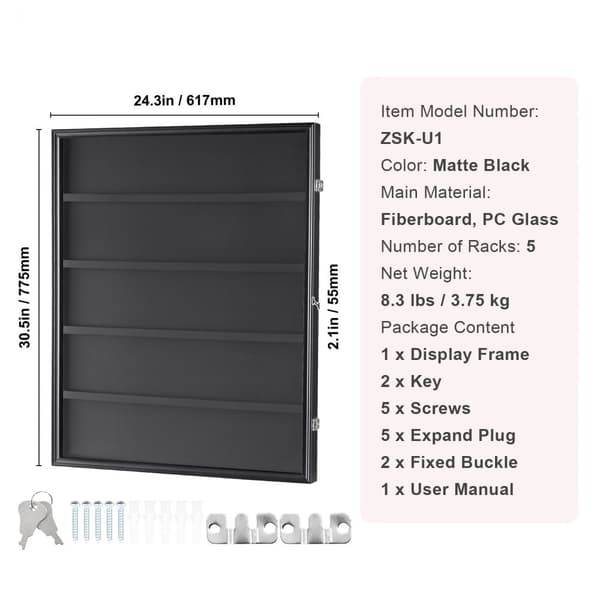 35 Graded Sports Card Display Case, 24,3x30,5x2,1 tommer, baseballkort displayramme, 98 % UV-beskyttelse, klart PC-glas, aflåseligt