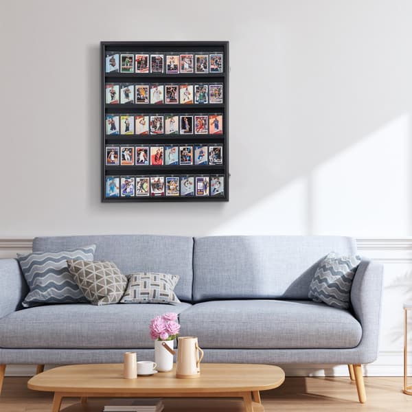 35 Graded Sports Card Display Case, 24,3x30,5x2,1 tommer, baseballkort displayramme, 98 % UV-beskyttelse, klart PC-glas, aflåseligt