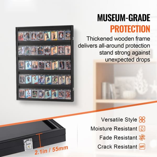 35 Graded Sports Card Display Case, 24,3x30,5x2,1 tommer, baseballkort displayramme, 98 % UV-beskyttelse, klart PC-glas, aflåseligt