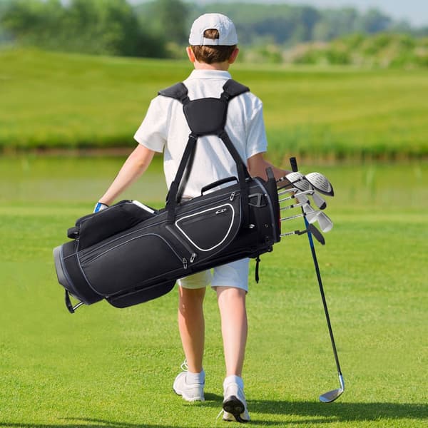 35" Golfkärrylaukku 14-suuntaisella jakajalla, 11 parhaalla taskulla, mustavalkoinen malli