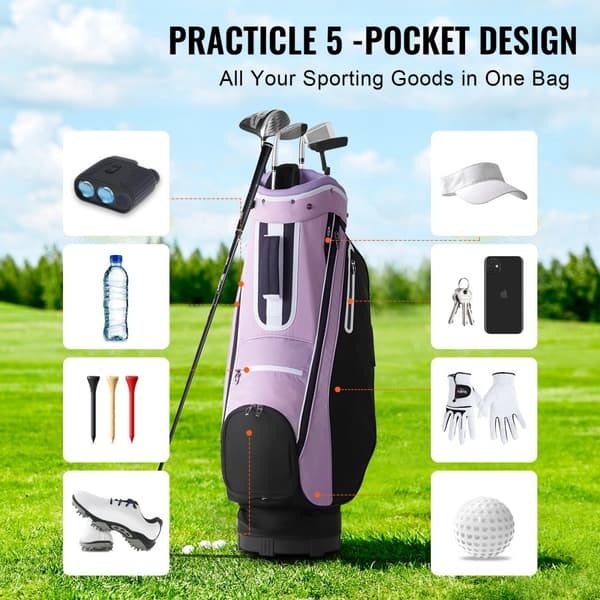 Golfvagnsväska 36 tum, 14-vägs avdelare, flera fickor, lätt och hållbar design