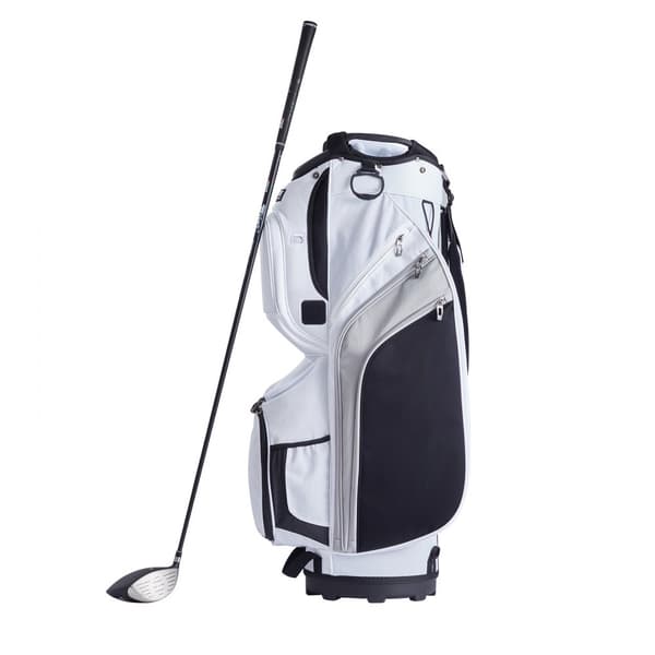 Golfvognstaske 36” med 14-vejs organizer, 13 lommer, hvid nylon, perfekt til golfudstyr