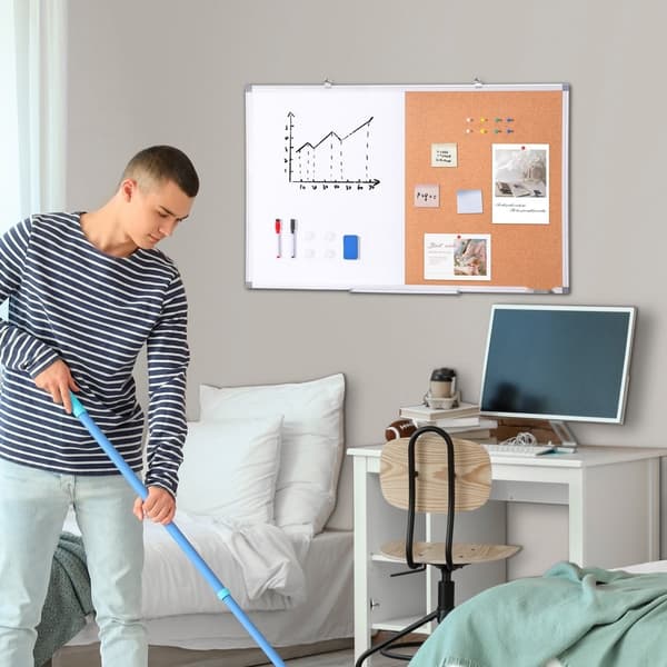 Whiteboard og korktavle combo 36"x24" med aluminiumsramme til skoler og hjem