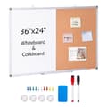 Miniatyrbillede 1 af 9: Whiteboard og korktavle combo 36"x24" med aluminiumsramme til skoler og hjem