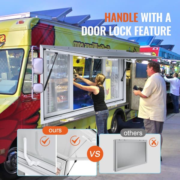 Koncessionsstander 36"L x 36"W, Serveringsvindue til Food Truck, Sammenklappelig Markise, Optimal Serviceoplevelse