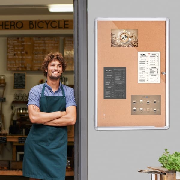 Lukket korktavle 36"x24" med aluminiumsramme, låsbar opslagstavle, ideel til kontoret, mødelokalet eller hjemmet