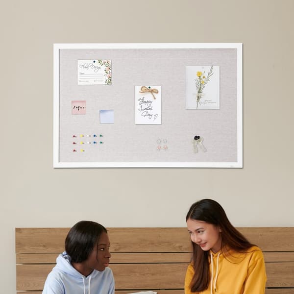 Korktavle 36"x24", hvid, vægmonteret med høroverflade, opslagstavle til hjem og kontor