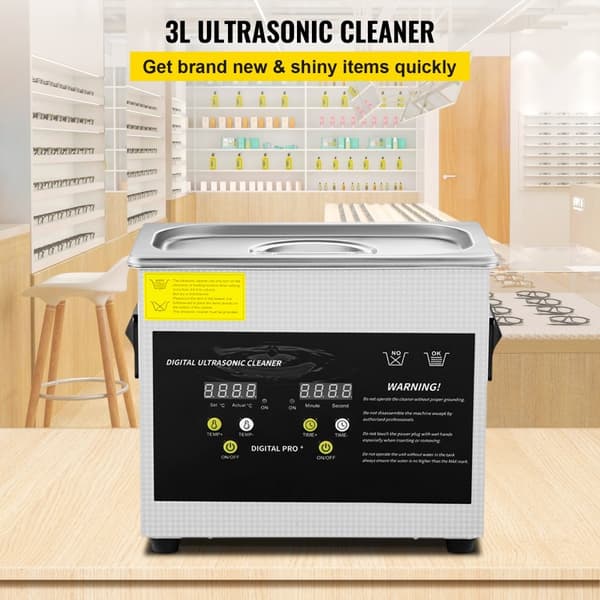 3L Digital Ultrasonisk Renser, Varmefunktion, Timer, Smykker, Glasrengøring