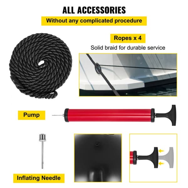 4 Ribbad Båt Fender 10"x28" Svart Centerhål Bumper Förtöjningsskydd