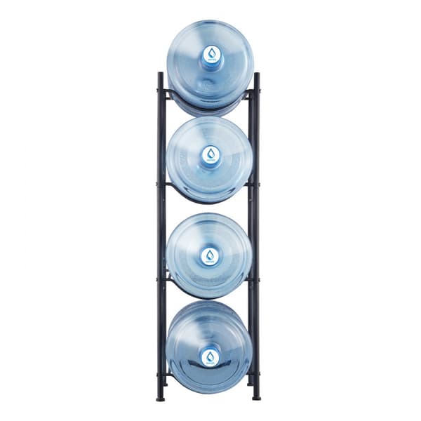 Vattenkannahållare 4-vånings, Enkelrads flaskställ för 4 flaskor, Svart, hållbar design, perfekt för hemmet
