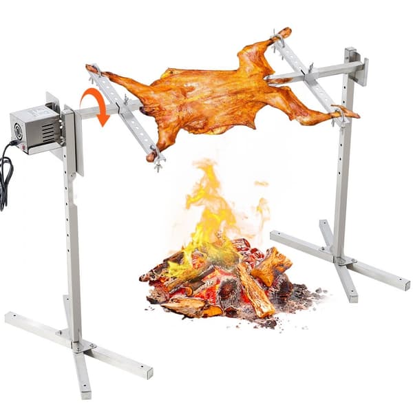 Elektrisk BBQ Rotisserie Grill Kit 46", Rustfrit Stål, 90lb Kapacitet, Ideel til Griselam
