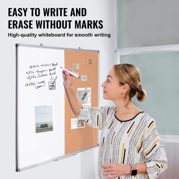 Whiteboard & Korktavla Combo 48"x36" med Aluminiumram, Perfekt för Skolhem, Organisering och Planering