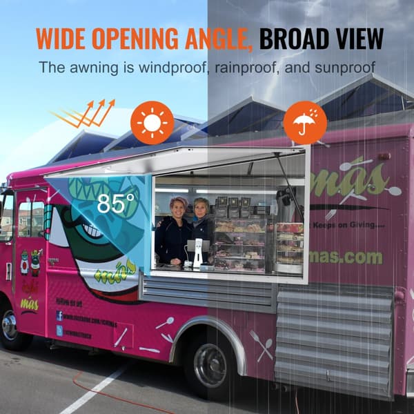 Koncessionsstander 48"L x 36"W, Serveringsvindue, Food Truck Service, Markise, Holdbar Konstruktion, Let at Opsætte