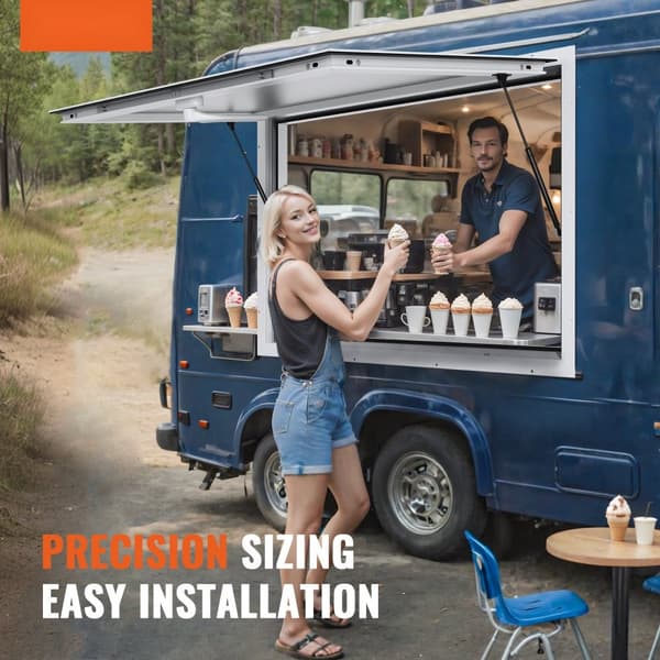 Koncessionsstander 48"L x 36"W, Serveringsvindue, Food Truck Service, Markise, Holdbar Konstruktion, Let at Opsætte