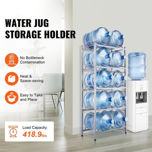 Vandkandeholder 5-lags, Dobbeltrækket, 10 flasker, Sølvgrå, effektiv opbevaring, robust design