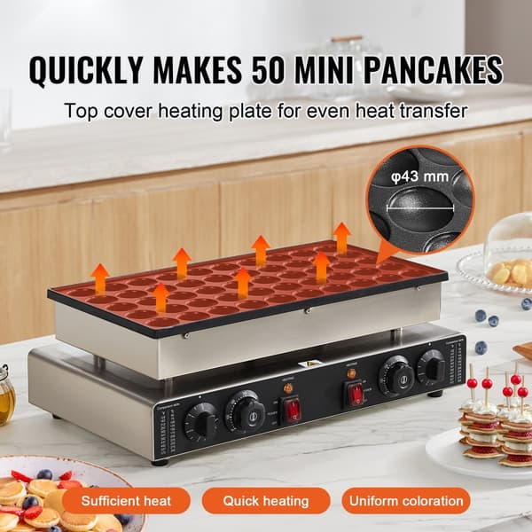 Mini holländsk pannkaksmaskin 43 mm, 50 STK, Kommersiell Dorayaki-bakmaskin 1700W, hög effekt, idealisk för caféer