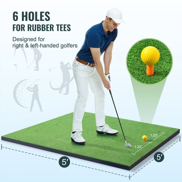 Golfmatta 5x5ft, Gräsmatta för Golfträning, Inomhus & Utomhus, Träningshjälp för Golf