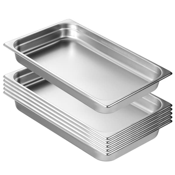 6 Pack täysikokoiset hotellipannut, höyrypöytäpannu, ruostumatonta terästä, 2,5" syvä, kestävä ja tehokas käyttö