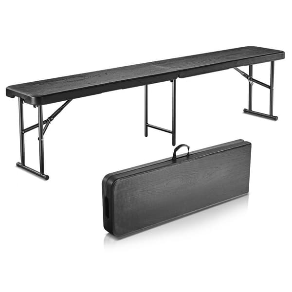 Hopfällbar plastbänk 6FT, bärbar utomhusbänk för picknick, camping och trädgård