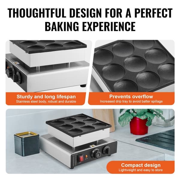 9 STK 76 mm Holländsk Pannkaksbakare, Kommersiell Dorayaki Baker 850W, Non-Stick, Effektiv och Hållbar