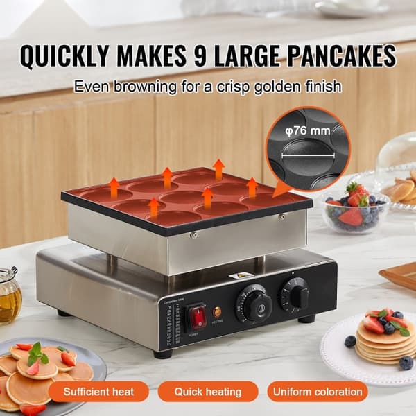 9 STK 76 mm Holländsk Pannkaksbakare, Kommersiell Dorayaki Baker 850W, Non-Stick, Effektiv och Hållbar