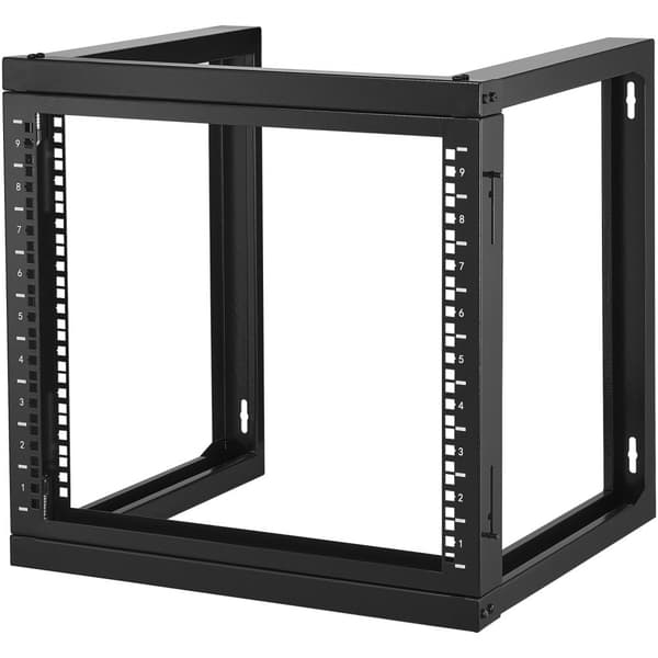 9U Vægmonteringsstativ, 150 lbs/68,04 kg, Åbent Ramme, Server Netværks Rack, Sort