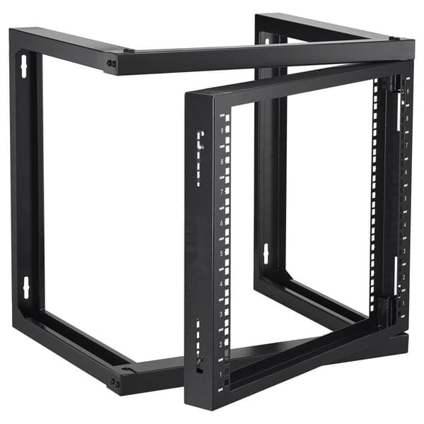 9U Vægmonteringsstativ, 150 lbs/68,04 kg, Åbent Ramme, Server Netværks Rack, Sort